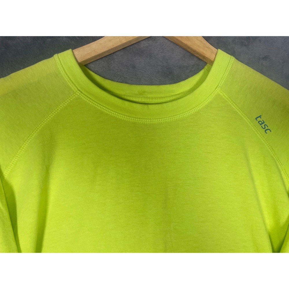 Tasc Performance Mens XL Carrollton Bamboo Cotton T-Shirt Neon Lime Green Raglan